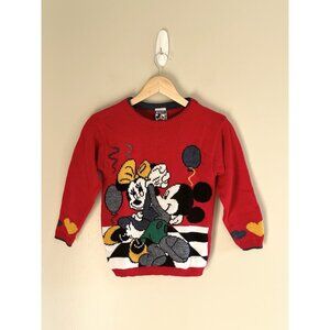 Vintage Disney Mickey Kids Sweater Minnie Sz Lg/6X  USA NOS Boys Girls Red 80’s